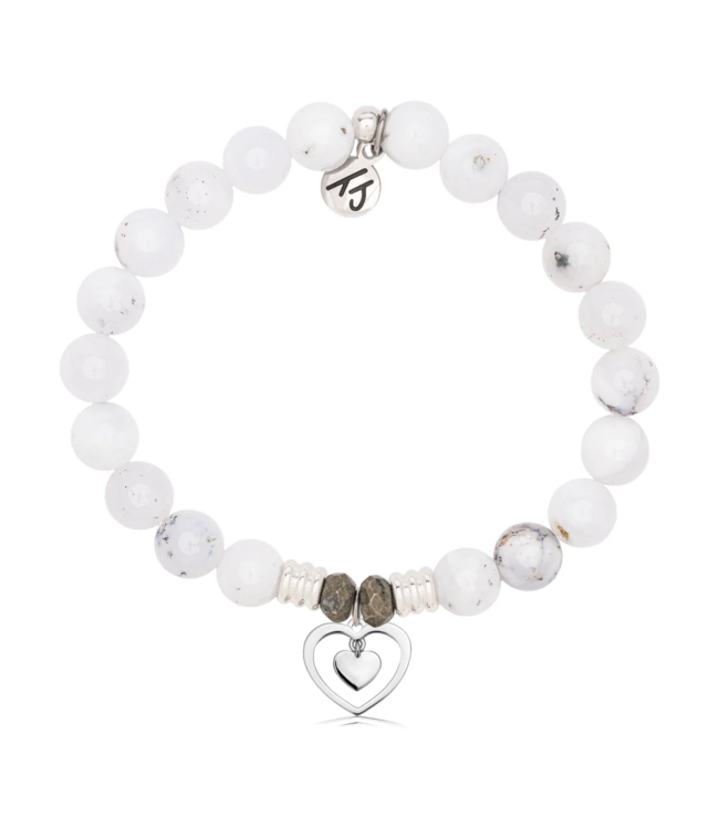 Piece of My Heart Bracelet in White Chalcedony & Silver
