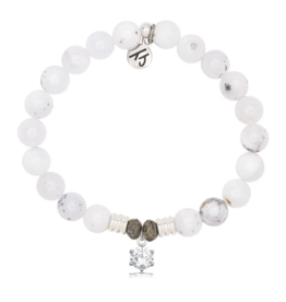 TJAZELLE Shine Like A Diamond Bracelet in White Chalcedony & Silver