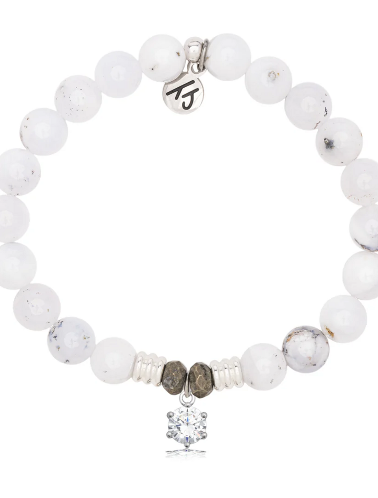 TJAZELLE Shine Like A Diamond Bracelet in White Chalcedony & Silver