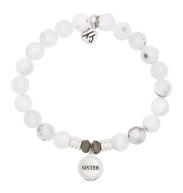 TJAZELLE Sister Endless Love Bracelet in White Chalcedony & Silver