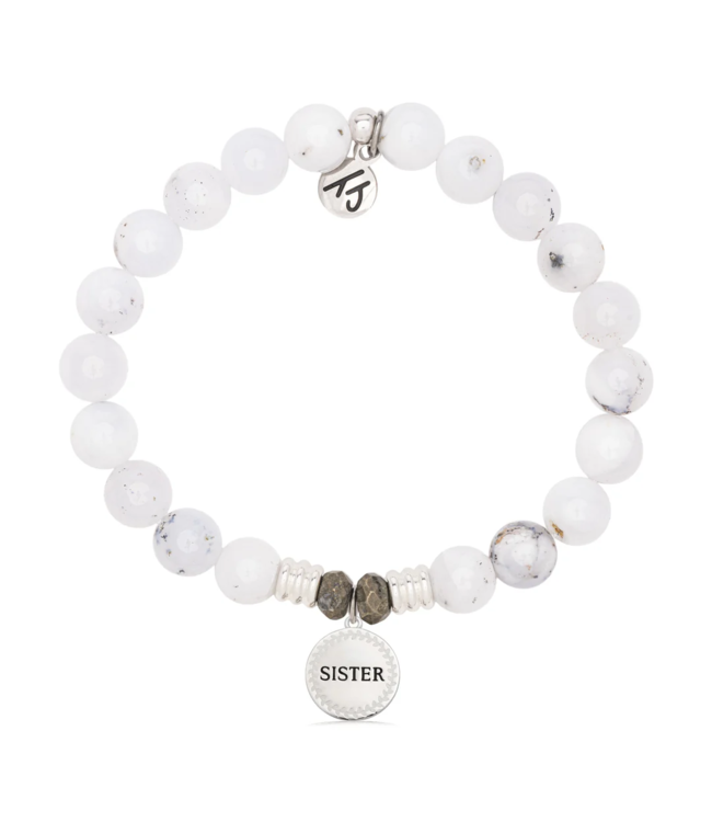 Sister Endless Love Bracelet in White Chalcedony & Silver