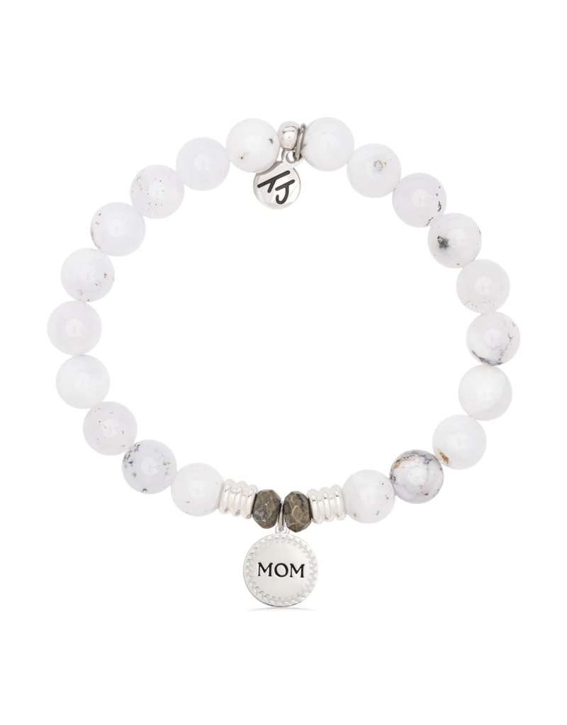 TJAZELLE Mom Endless Love Bracelet in White Chalcedony & Silver