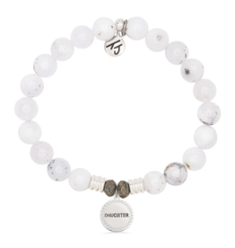 TJAZELLE Daughter Endless Love Bracelet in White Chalcedony & Silver