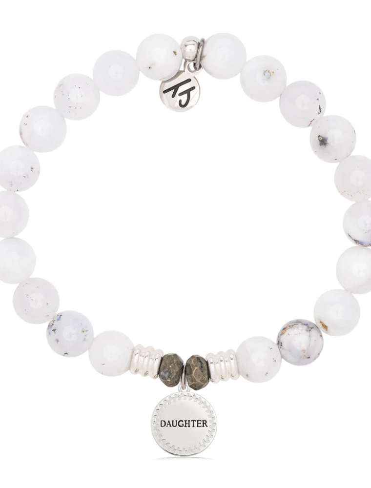 TJAZELLE Daughter Endless Love Bracelet in White Chalcedony & Silver
