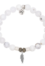 TJAZELLE Feather Bracelet in White Chalcedony & Silver