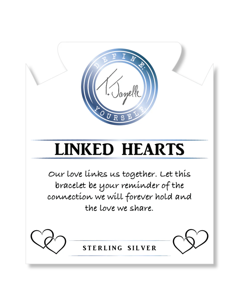 TJAZELLE Linked Hearts Bracelet in White Chalcedony & Silver