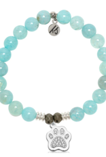 TJAZELLE Paw CZ Bracelet in Aqua Fire Agate & Silver