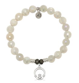 TJAZELLE Claddagh Bracelet in Moonstone & Silver