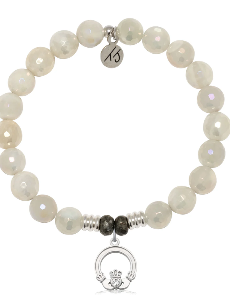 TJAZELLE Claddagh Bracelet in Moonstone & Silver
