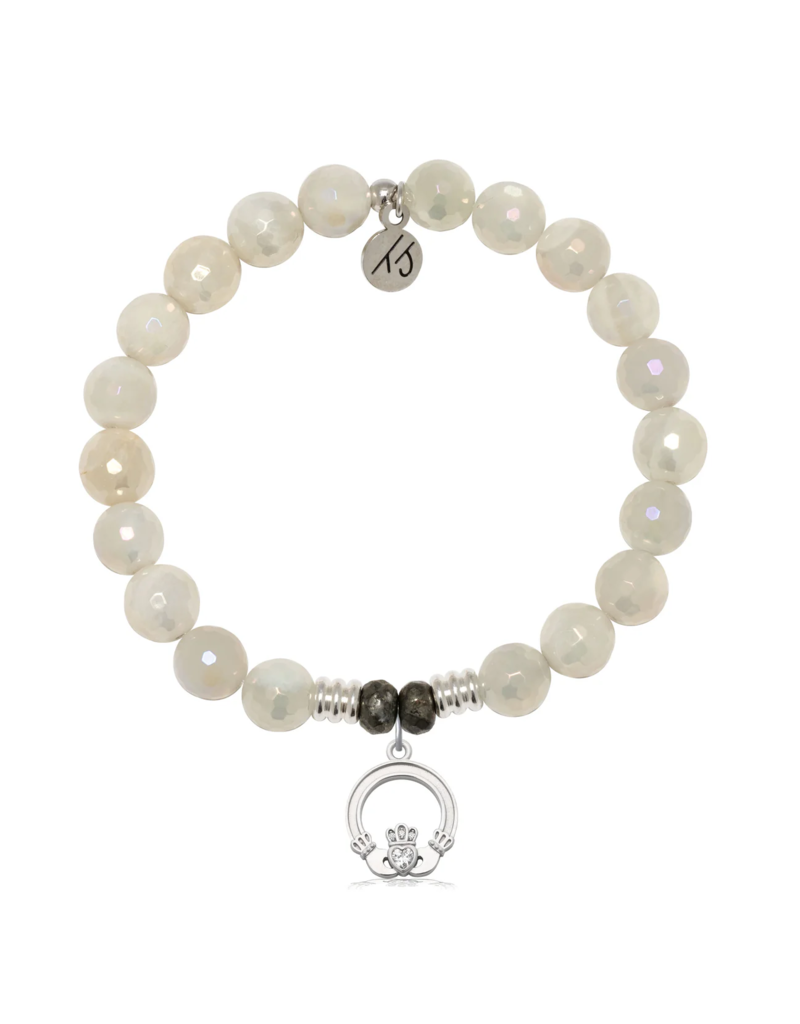 TJAZELLE Claddagh Bracelet in Moonstone & Silver