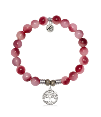 TJAZELLE Family Tree Bracelet in Cherry Jade & Silver