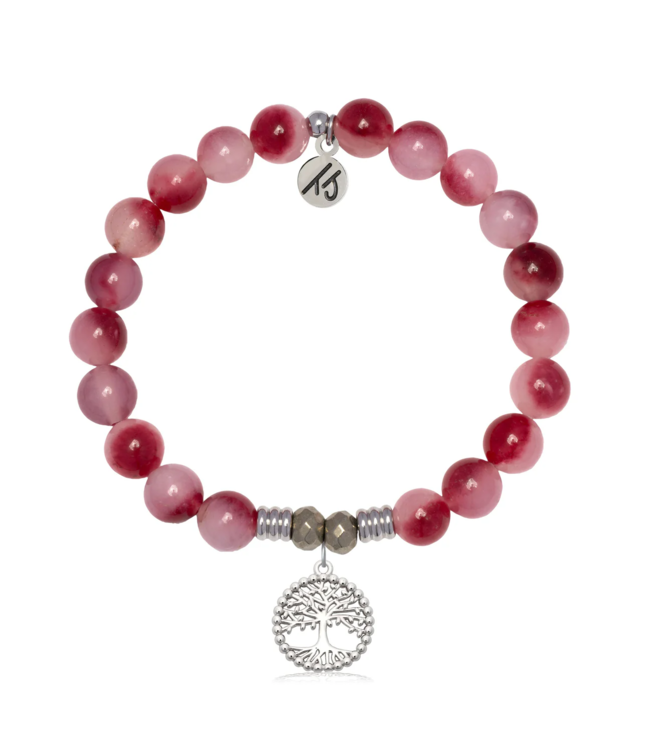 Family Tree Bracelet in Cherry Jade & Silver