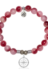 TJAZELLE Compass Rose Bracelet in Cherry Jade & Silver