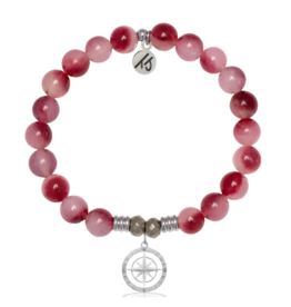 TJAZELLE Compass Rose Bracelet in Cherry Jade & Silver
