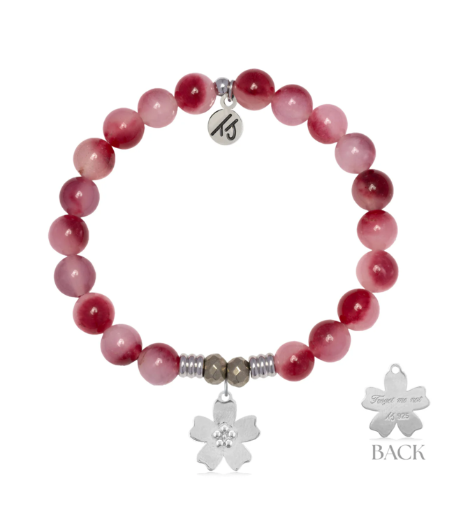 Forget Me Not Bracelet in Cherry Jade & Silver