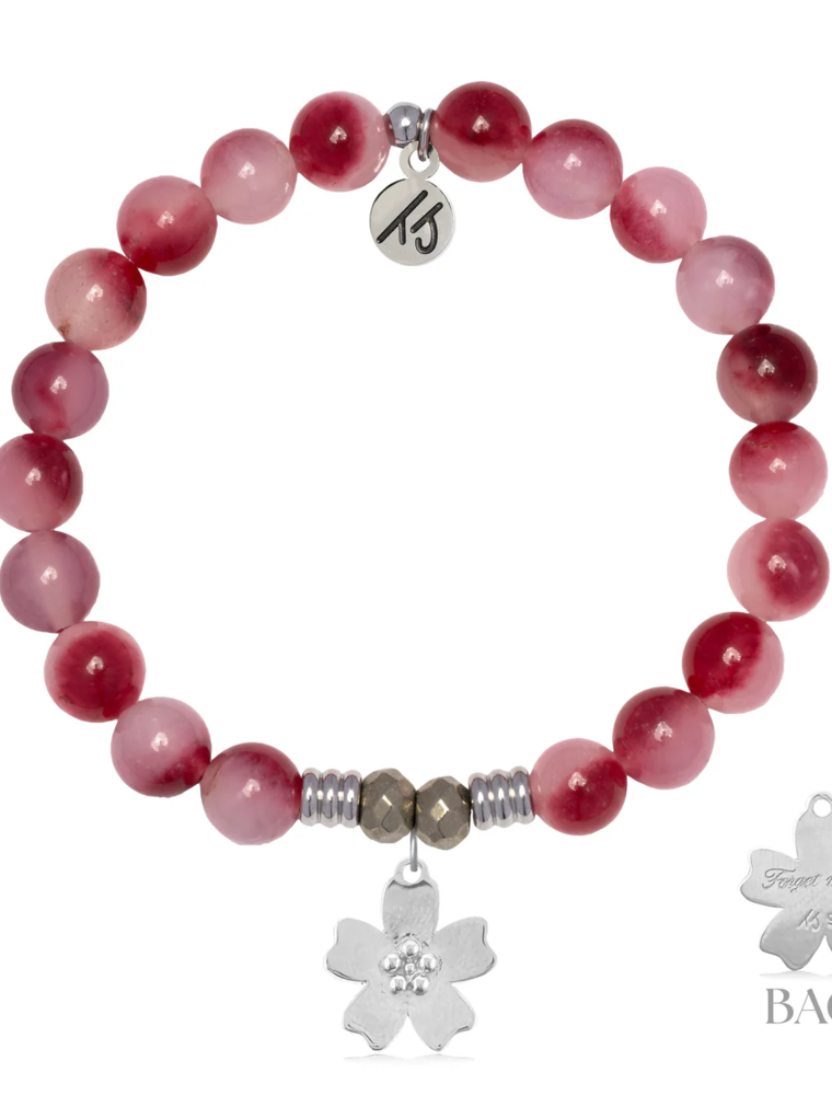 TJAZELLE Forget Me Not Bracelet in Cherry Jade & Silver