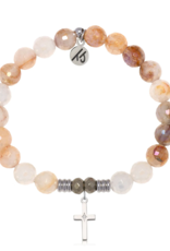 TJAZELLE Cross CZ Bracelet in Sunset Quartz & Silver