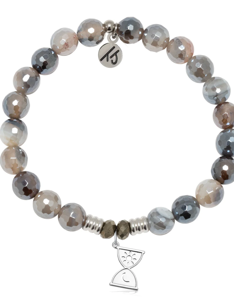 TJAZELLE Trust In Time Bracelet in Storm Agate & Silver