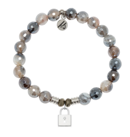 TJAZELLE Unbreakable Friendship Bracelet in Storm Agate & Silver