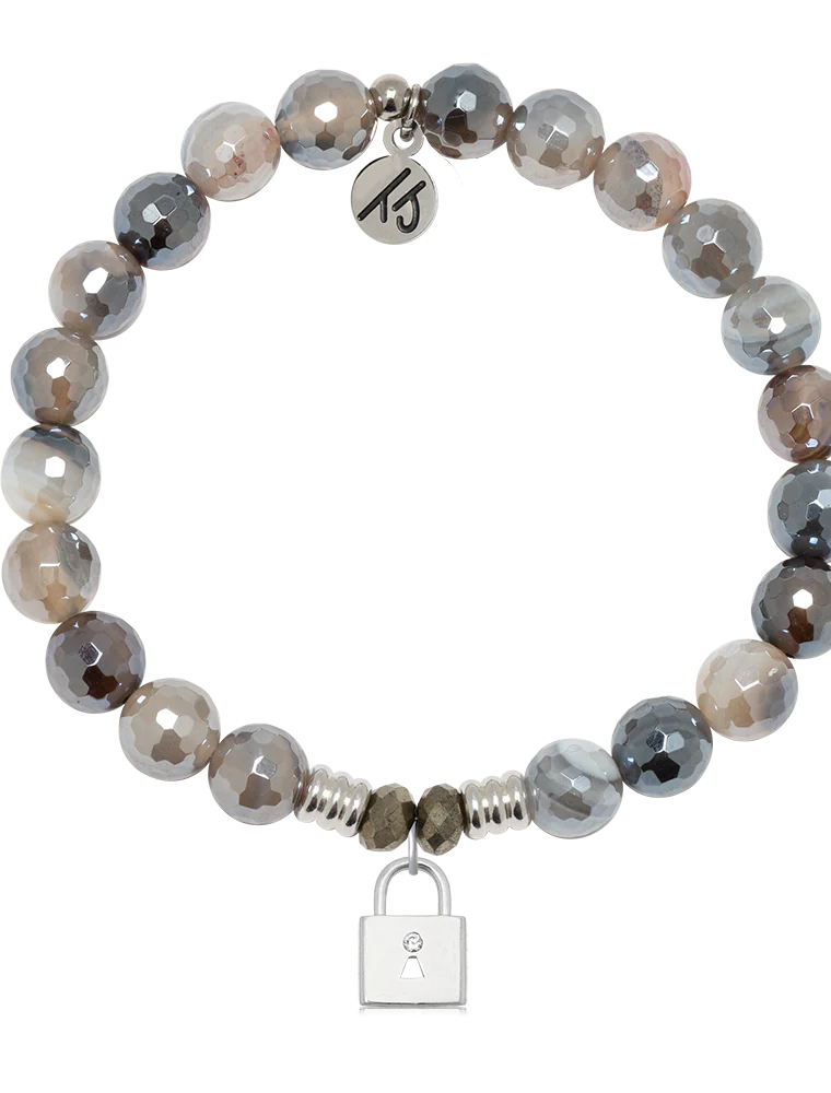 TJAZELLE Unbreakable Friendship Bracelet in Storm Agate & Silver