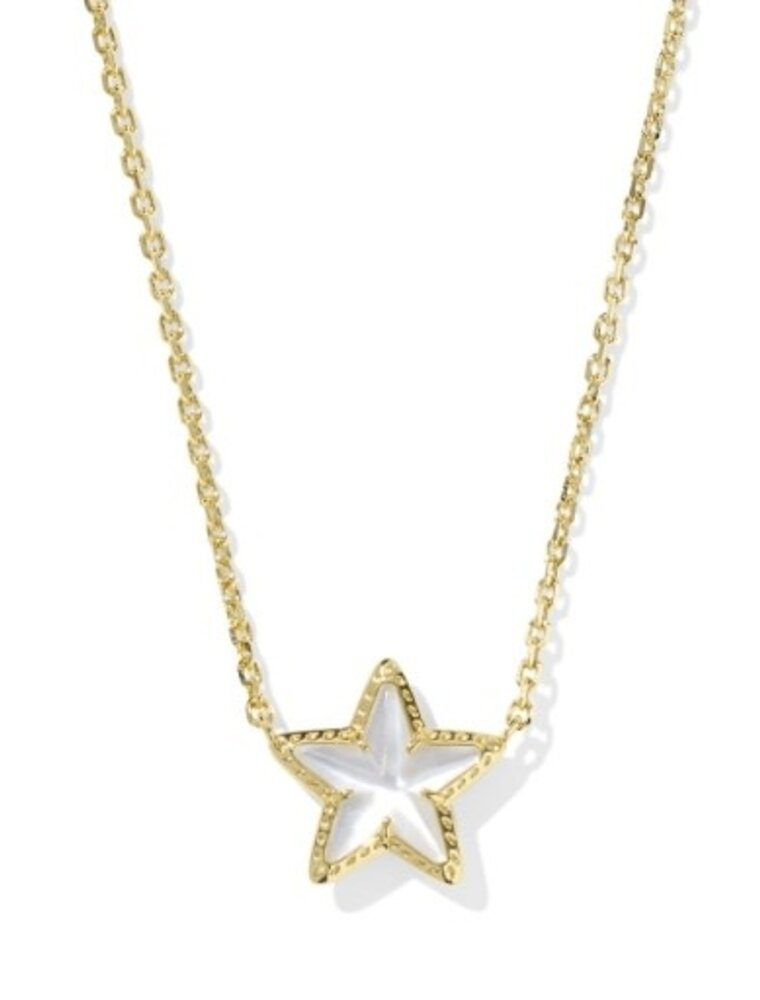 KENDRA SCOTT DESIGN Cassidy Gold Short Pendant Necklace in Ivory Mother-of-Pearl