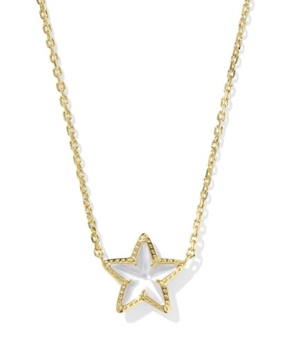 KENDRA SCOTT DESIGN Cassidy Gold Short Pendant Necklace in Ivory Mother-of-Pearl