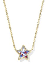 KENDRA SCOTT DESIGN Cassidy Gold Short Pendant Necklace in Red White Blue Illusion