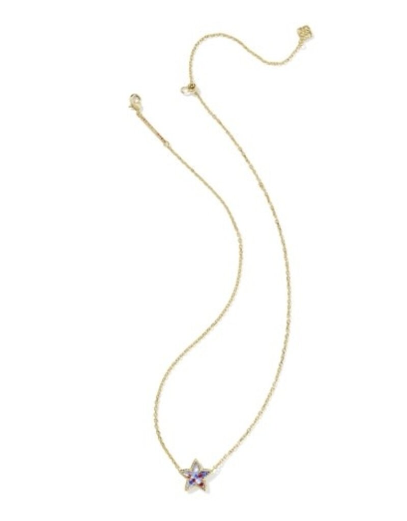 KENDRA SCOTT DESIGN Cassidy Gold Short Pendant Necklace in Red White Blue Illusion