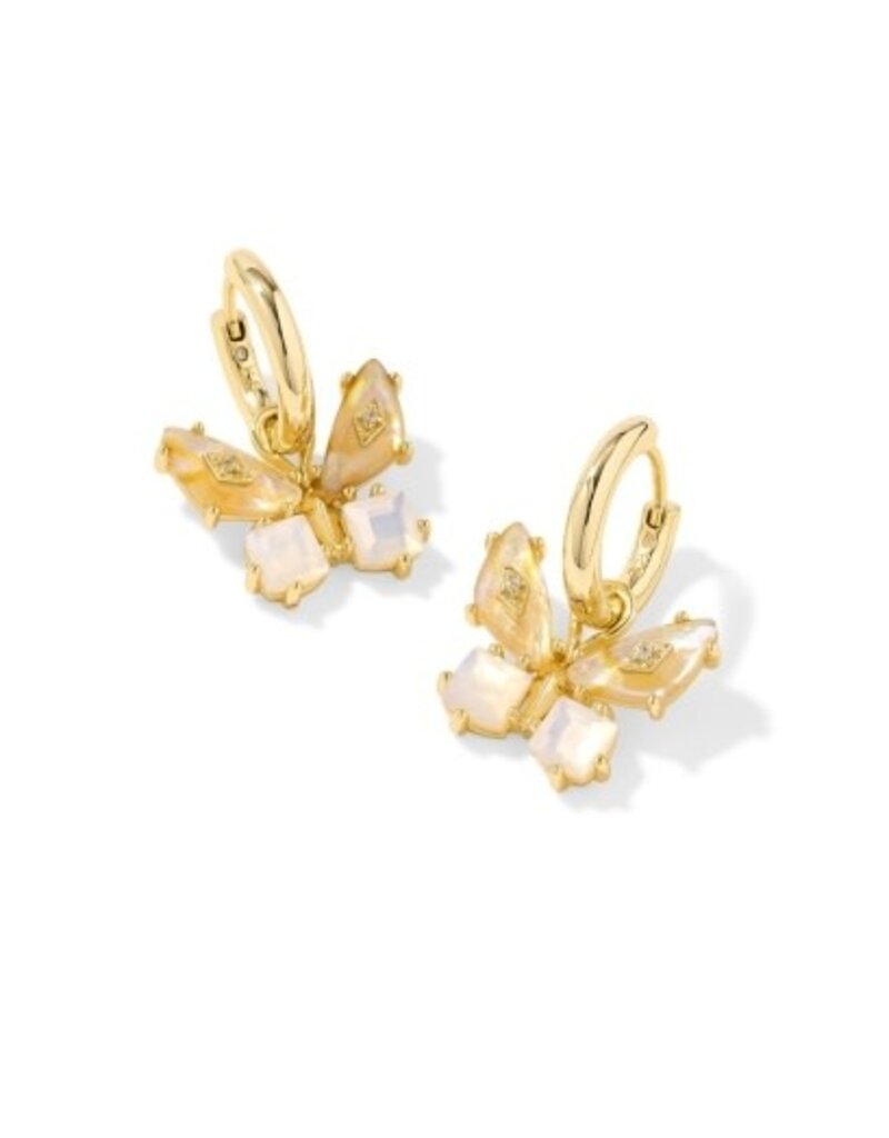 KENDRA SCOTT DESIGN Bianca Butterfly Gold Huggie Earrings in White Mix