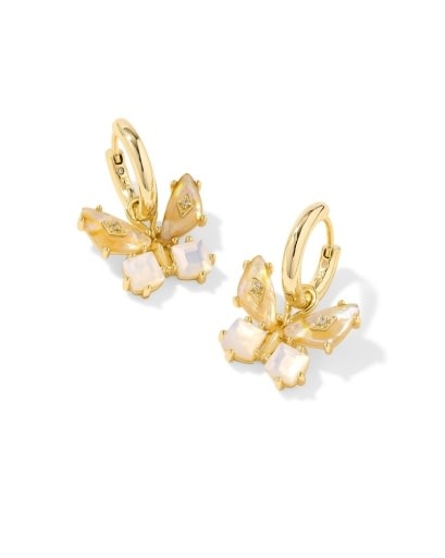 KENDRA SCOTT DESIGN Bianca Butterfly Gold Huggie Earrings in White Mix