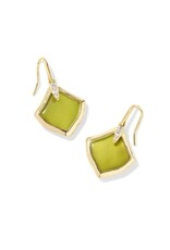 KENDRA SCOTT DESIGN Joelle Gold Drop Earrings in Chartreuse Green Mother of Pearl