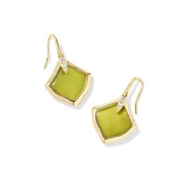 KENDRA SCOTT DESIGN Joelle Gold Drop Earrings in Chartreuse Green Mother of Pearl