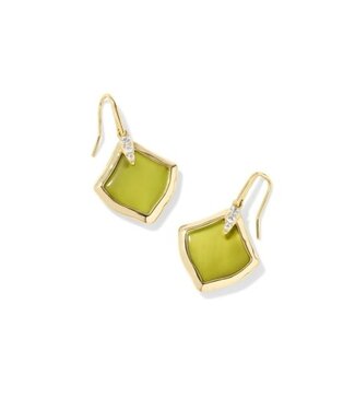KENDRA SCOTT DESIGN Joelle Gold Drop Earrings in Chartreuse Green Mother of Pearl