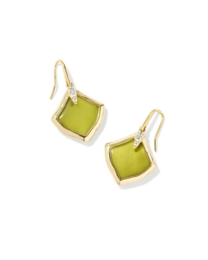 KENDRA SCOTT DESIGN Joelle Gold Drop Earrings in Chartreuse Green Mother of Pearl