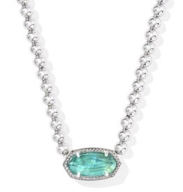 KENDRA SCOTT DESIGN Elisa Silver Beaded Necklace in Bright Aqua Illusion