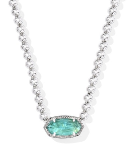 KENDRA SCOTT DESIGN Elisa Silver Beaded Necklace in Bright Aqua Illusion