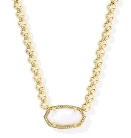 KENDRA SCOTT DESIGN Elisa Gold Beaded Necklace in Ivory Mother of Pearl