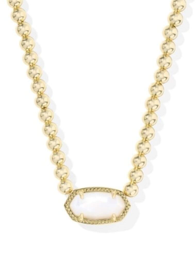 KENDRA SCOTT DESIGN Elisa Gold Beaded Necklace in Ivory Mother of Pearl