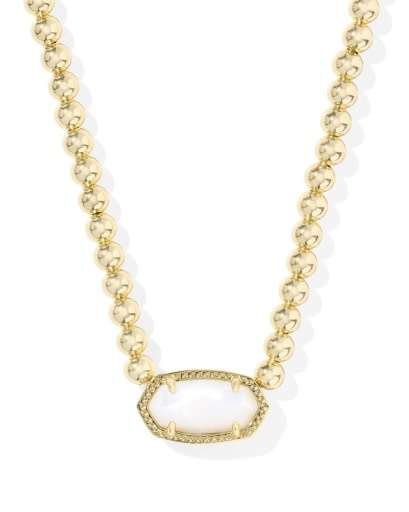 KENDRA SCOTT DESIGN Elisa Gold Beaded Necklace in Ivory Mother of Pearl