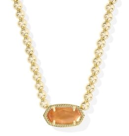 KENDRA SCOTT DESIGN Elisa Gold Beaded Necklace in Papaya Mother of Pearl
