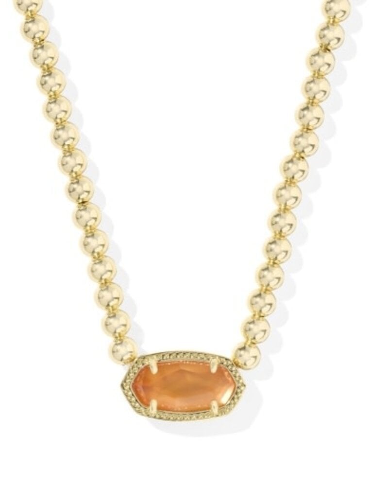 KENDRA SCOTT DESIGN Elisa Gold Beaded Necklace in Papaya Mother of Pearl