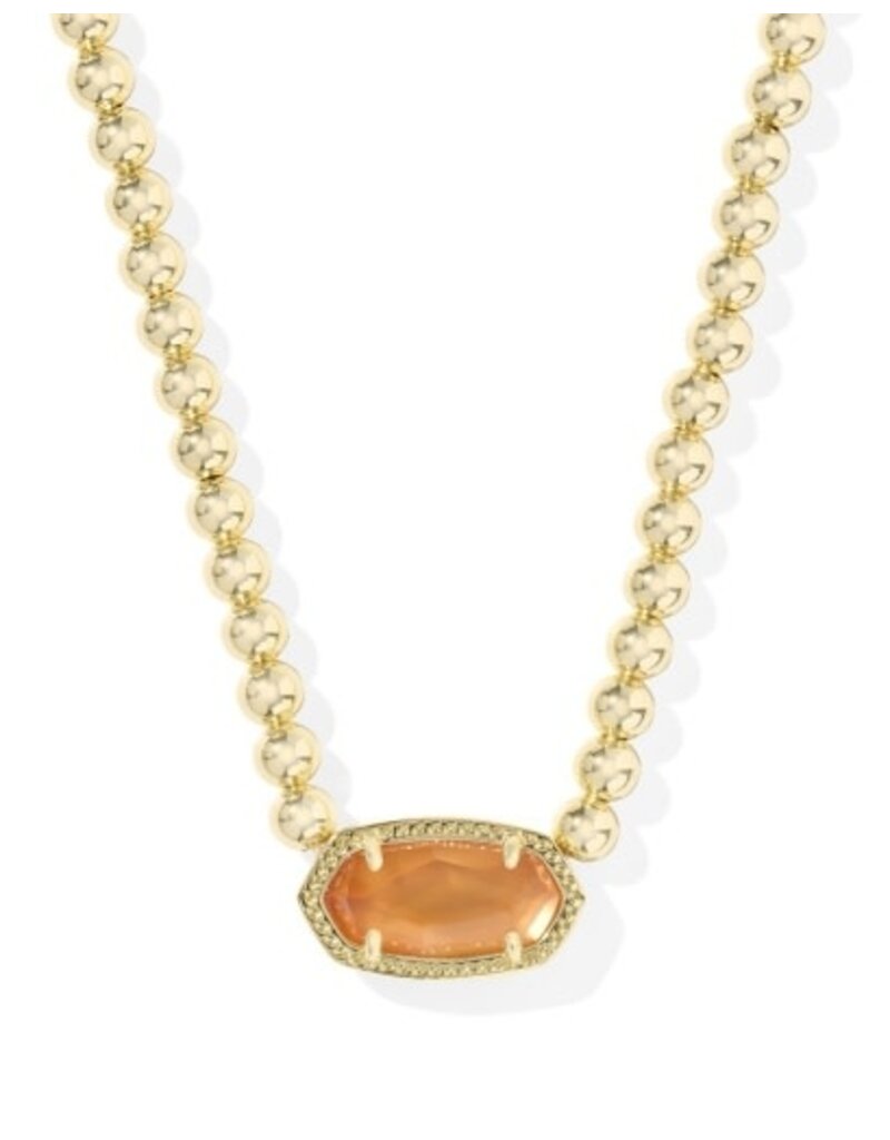 KENDRA SCOTT DESIGN Elisa Gold Beaded Necklace in Papaya Mother of Pearl