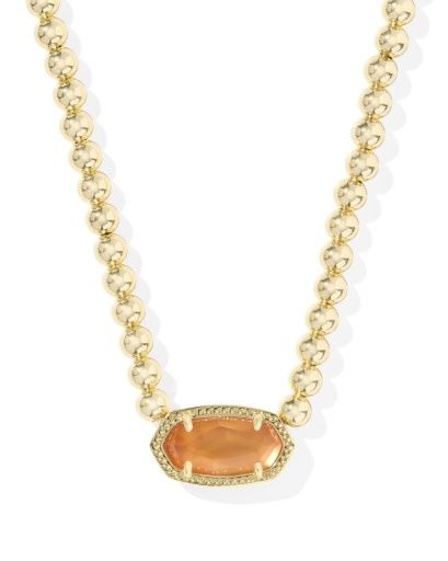 KENDRA SCOTT DESIGN Elisa Gold Beaded Necklace in Papaya Mother of Pearl