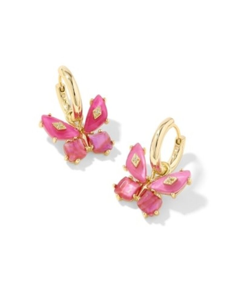 KENDRA SCOTT DESIGN Bianca Butterfly Gold Huggie Earrings in Pink Mix