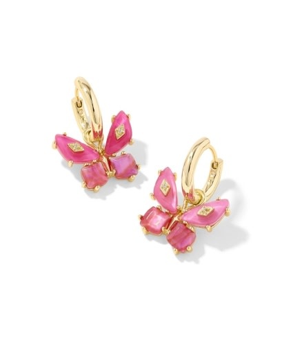 KENDRA SCOTT DESIGN Bianca Butterfly Gold Huggie Earrings in Pink Mix