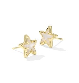 KENDRA SCOTT DESIGN Cassidy Gold Stud Earrings in Ivory Mother of Pearl