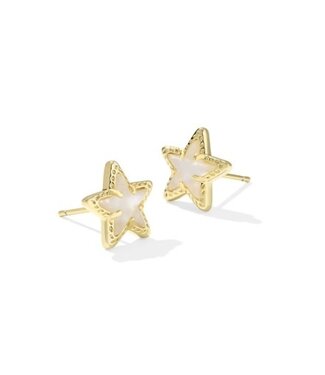 KENDRA SCOTT DESIGN Cassidy Gold Stud Earrings in Ivory Mother of Pearl