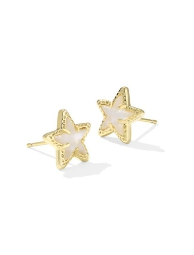 KENDRA SCOTT DESIGN Cassidy Gold Stud Earrings in Ivory Mother of Pearl