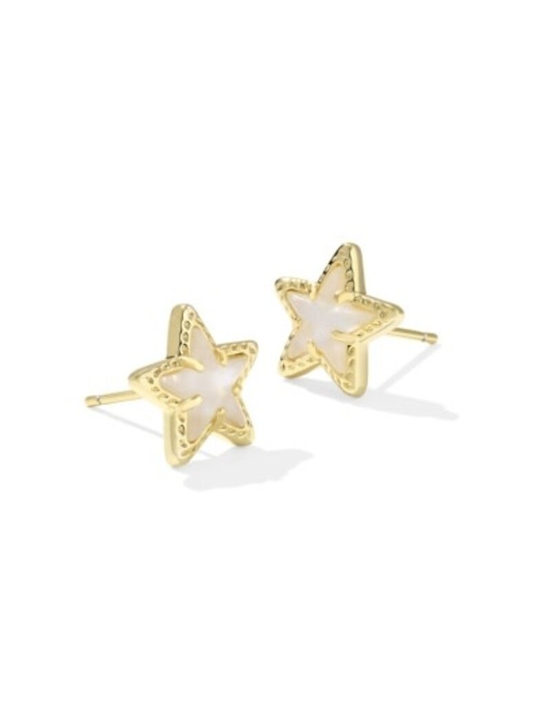 KENDRA SCOTT DESIGN Cassidy Gold Stud Earrings in Ivory Mother of Pearl