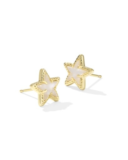 KENDRA SCOTT DESIGN Cassidy Gold Stud Earrings in Ivory Mother of Pearl